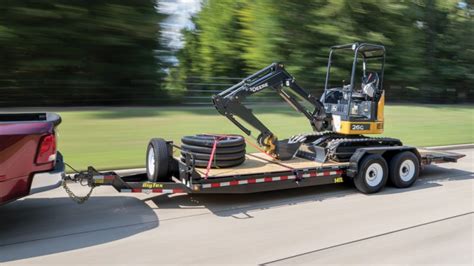 trailering a mini excavator|gooseneck trailers towing mini excavators.